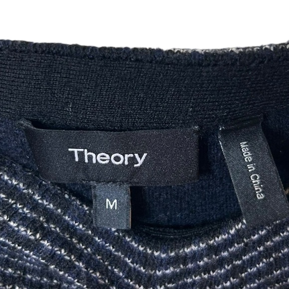 Theory - "Doreene O Noble" Mini Skirt, A-Line, Wool - Size M, Black, Blue, White - Picture 12 of 13